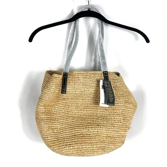 SOLD-POLO Ralph Lauren Raffia Tote Bag - Picture 3 of 11